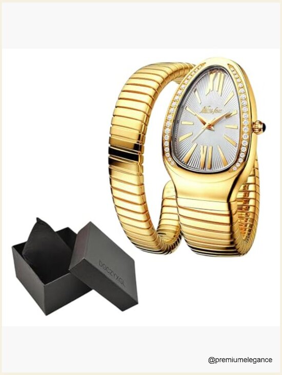Snake Shape Bangle Watch for Women Serpent Design Vintage Dial main image 6